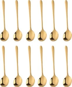 House Of Husk® Koffielepel Set - Theelepel - Koffielepeltjes - Espresso Lepeltjes - RVS - 12cm - 12 Stuks - Goud