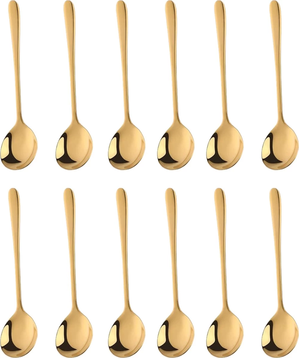 House Of Husk® Koffielepel Set - Theelepel - Koffielepeltjes - Espresso Lepeltjes - RVS - 12cm - 12 Stuks - Goud