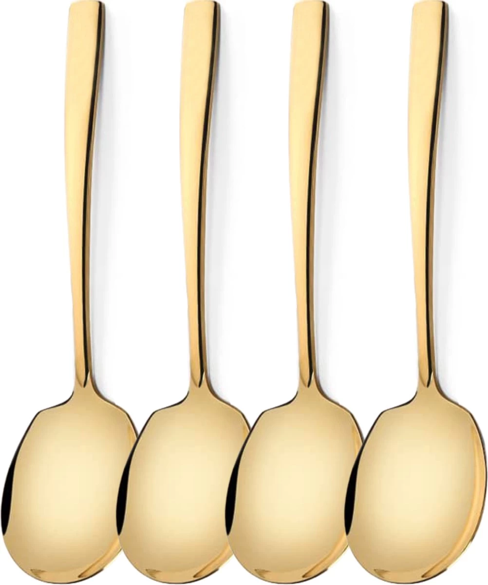 House Of Husk® Opscheplepel Set - Goud - Serveerlepel - Groetelepel - Aardappellepel - 21cm - RVS - 4 Stuks