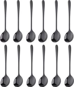 House Of Husk® Koffielepel Set - Theelepel - Koffielepeltjes - Espresso Lepeltjes - RVS - 12cm - 12 Stuks - Zwart