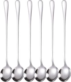 House Of Husk Latte Macchiato Lepels Set - Lange Theelepels - Koffielepels - Longdrinklepels - Sorbetlepels - Barlepel - RVS - 6 Stuks - 19CM - Zilver