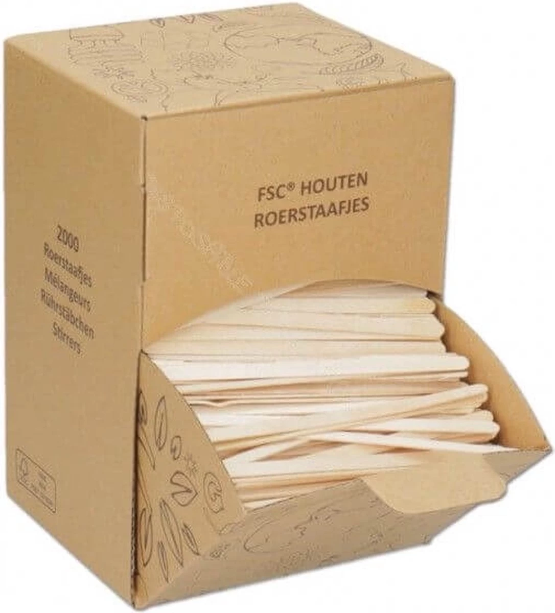 Natureko - Houten Roerstaafjes (FSC) 110mm - 2000 Stuks - Afbeelding 3