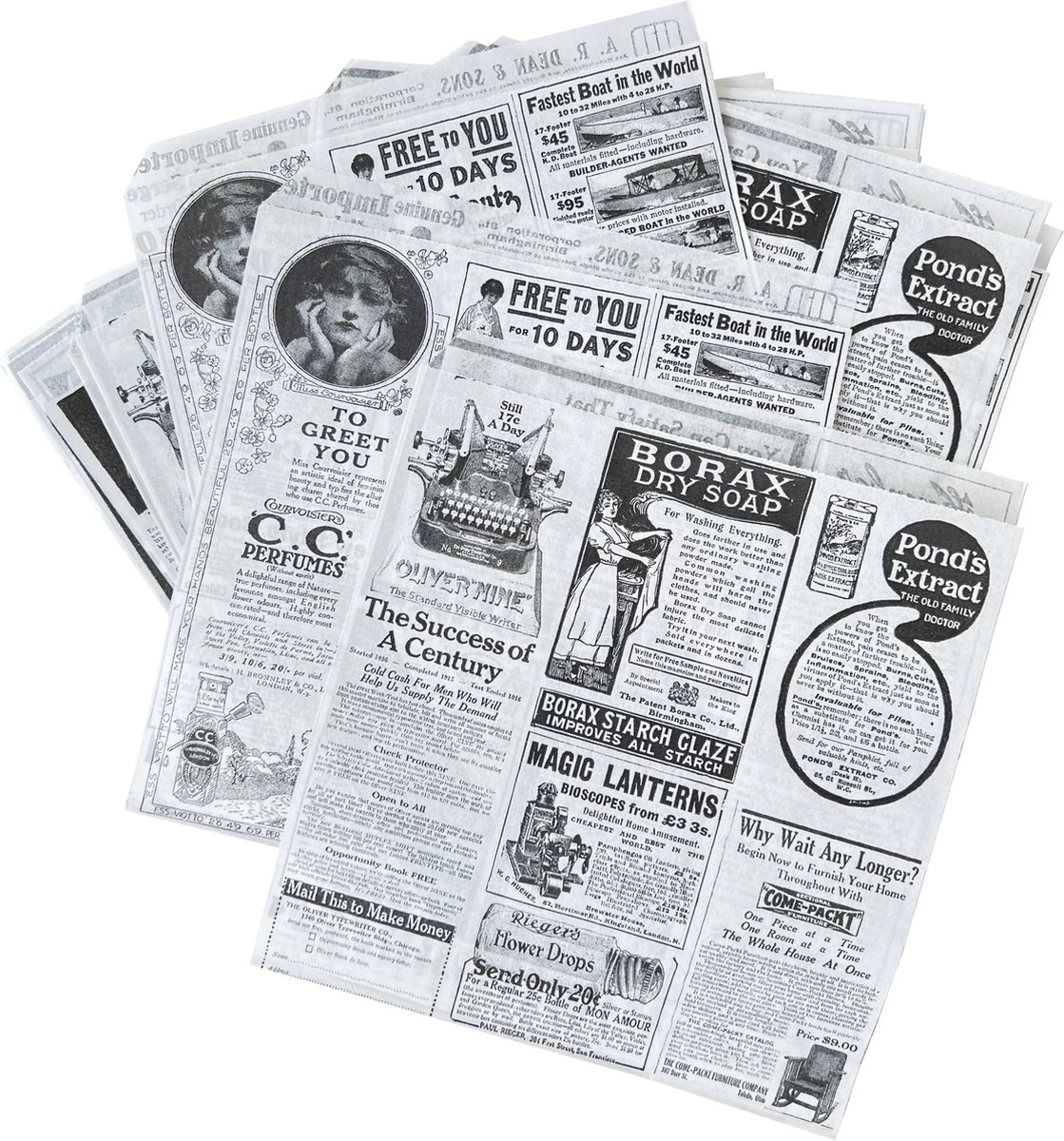 Rainbecom - 50 Stuks - 19 X 17 Cm - Hamburger Zakje Papier - Vetvrij Papier - Papieren Zak Voor Sandwiches - Krant - Afbeelding 3