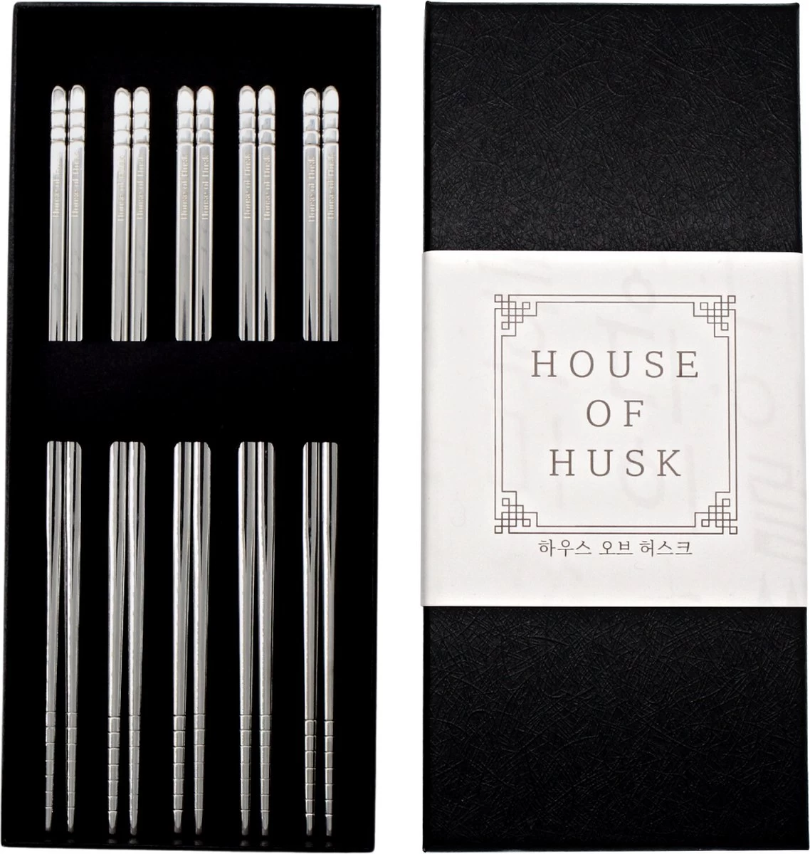 House Of Husk Chopsticks Set - Koreaanse Eetstokjes - Vaatwasserbestendig - RVS - 5 Paar - Zilver