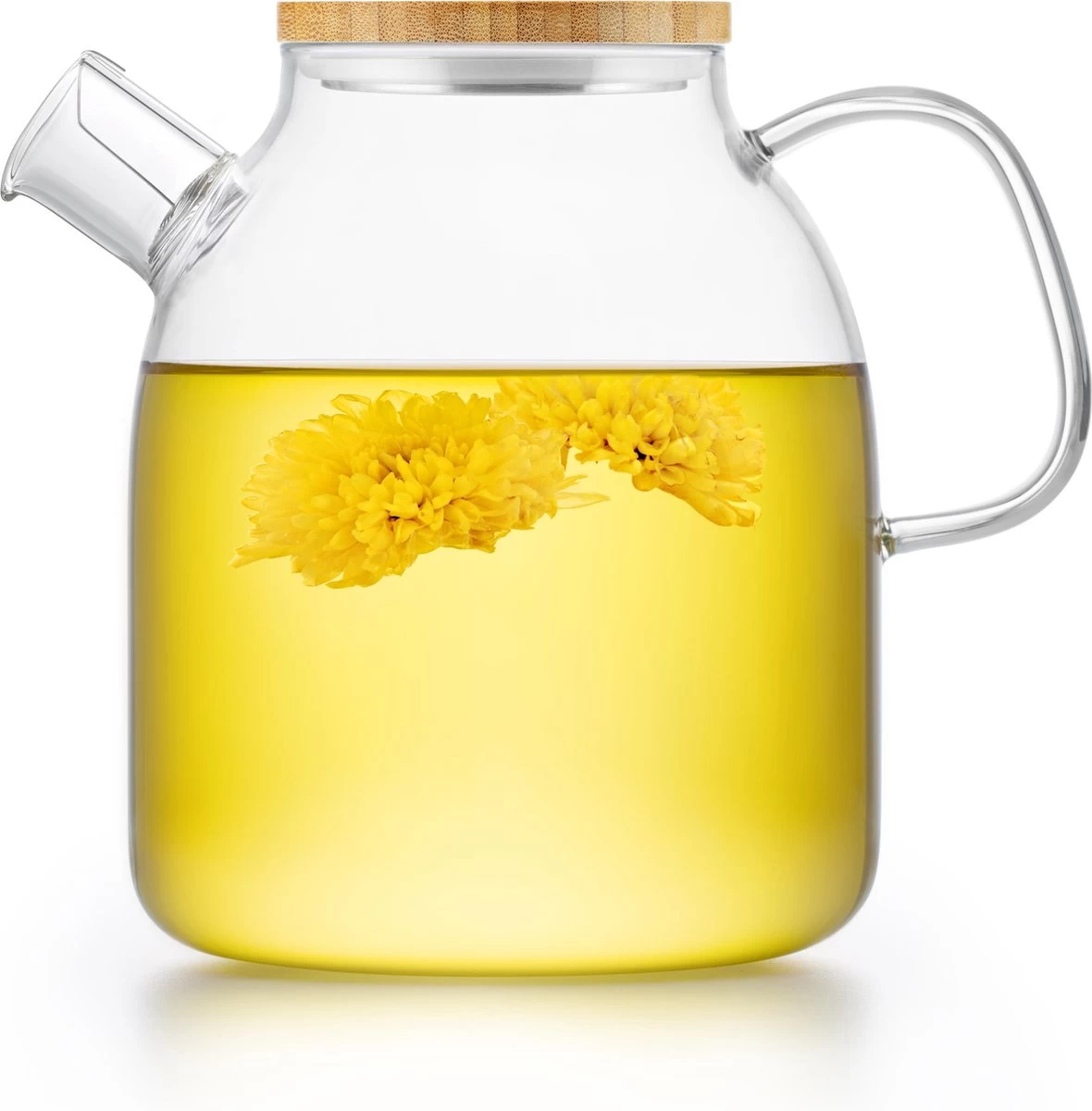 S091 Glazen Theepot Met Bamboedeksel - 1600 Ml - Samadoyo