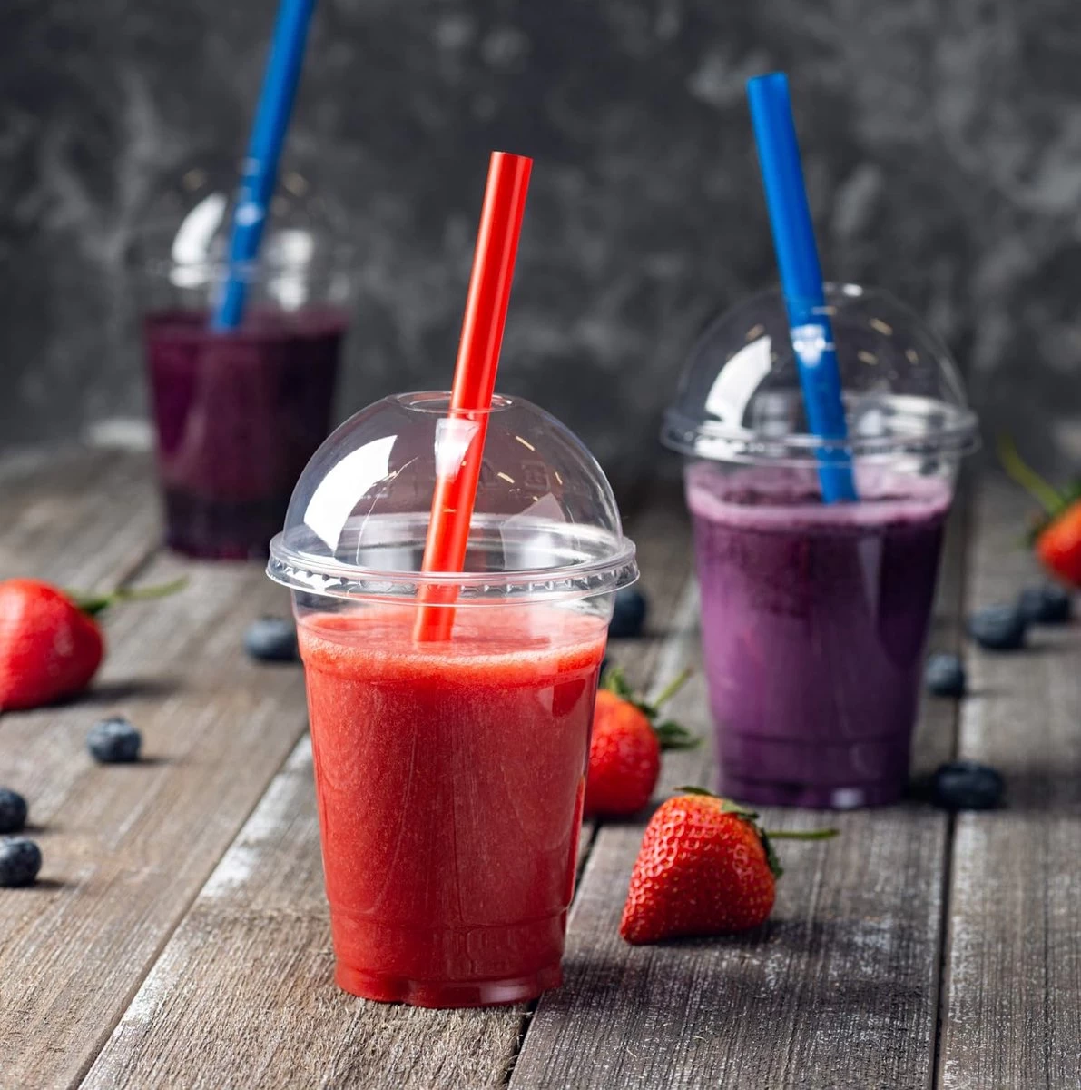 Smoothie Bekers - 100 Stuk(s) - 300 Ml - To Go - Incl Open Deksel - Transparant - Royal WM - Kerst Servies - Afbeelding 2