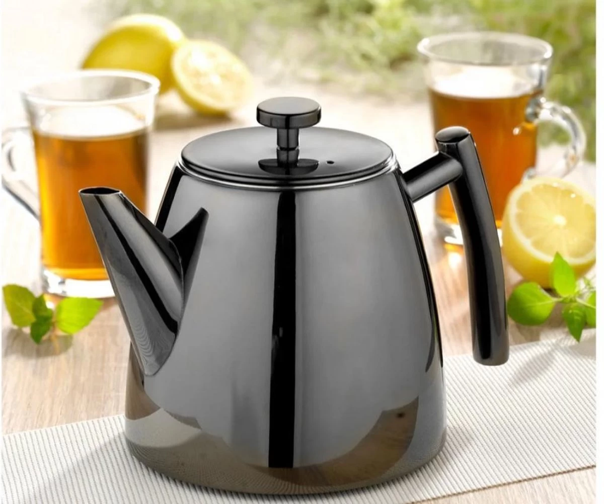 Vaja® Theepot Juliette Met Filter - Dubbelwandig -Theekan 1.0L - Glimmend Zwart - Afbeelding 8