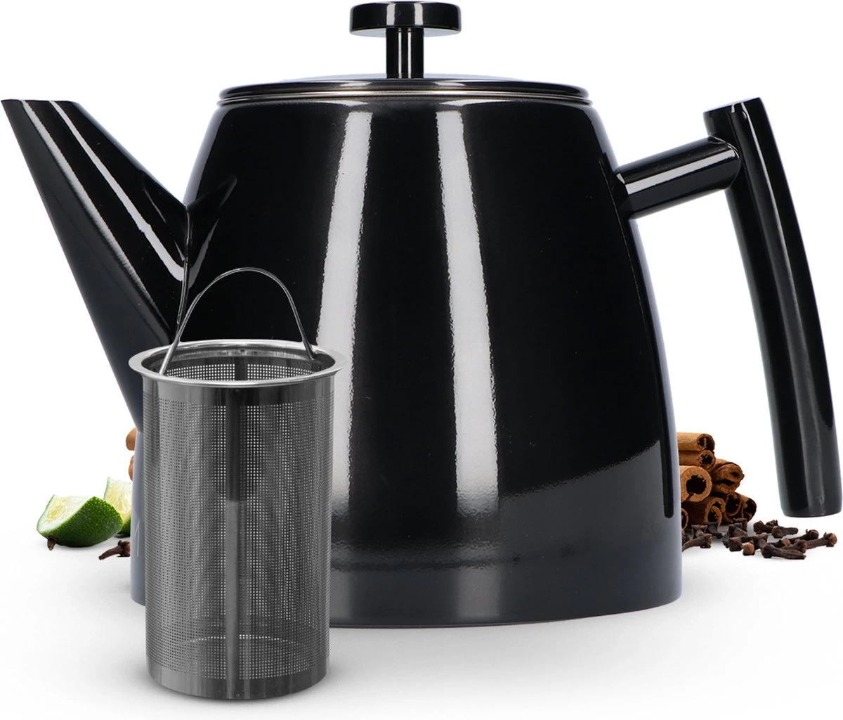 Vaja® Theepot Juliette Met Filter - Dubbelwandig -Theekan 1.0L - Glimmend Zwart - Afbeelding 13