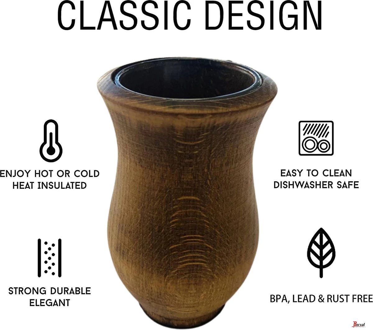 Borvat® | Houten Mate Gourd Cup, Yerba Mate Kalebas, Mate, Bombilla, Yerba Mate Cup - Afbeelding 3