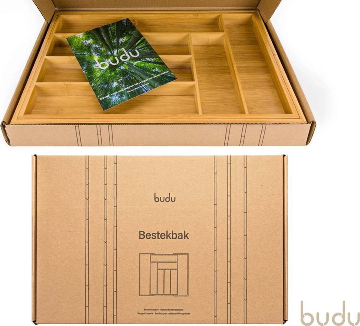 Budu Uitschuifbare Bamboe Bestekbak #47 (47 Cm Diep) - Bestekcassette Hout - Besteklade - 47 X 30,6 - 50 Cm - 6/8 Vakken - Afbeelding 6
