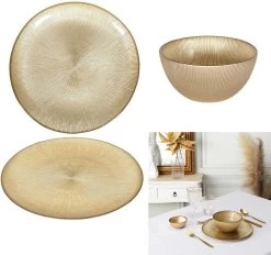 4goodz 6-persoons Versailles Servies Glas - 18 Delig Servies - Goud