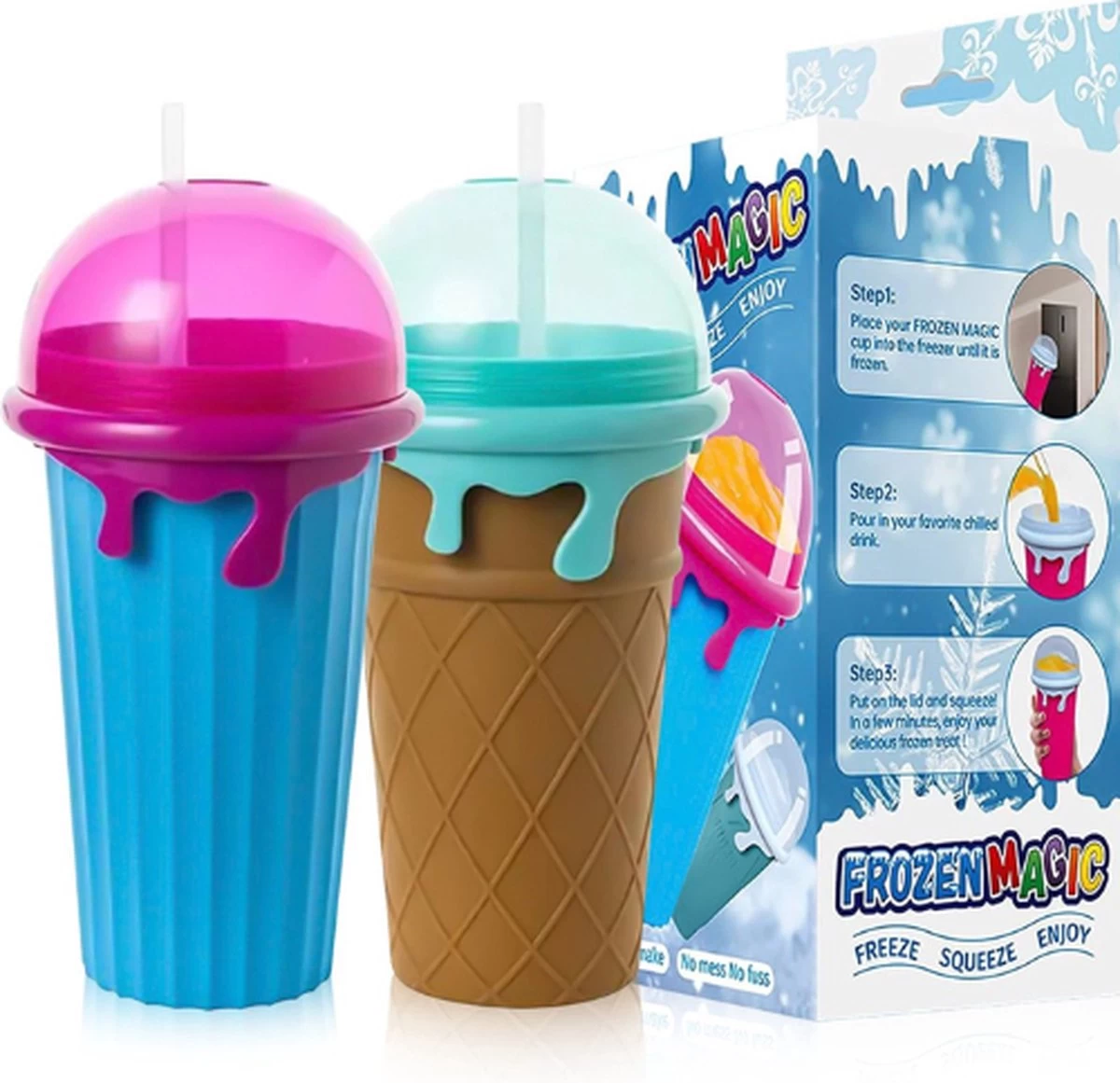 Frozen Magic Slushy Maker - Slush Puppy Maker - IJscrusher - Slush Puppy Beker - Slushy Puppy Maker - Slush Puppy Machine - Slush Maker - Slushy Cup - Tiktok - Blauw - Afbeelding 4