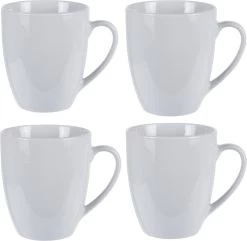 Excellent Houseware Set Van 4x Stuks Bekers/mokken Wit 380 Ml Van Porselein - Melkbekers