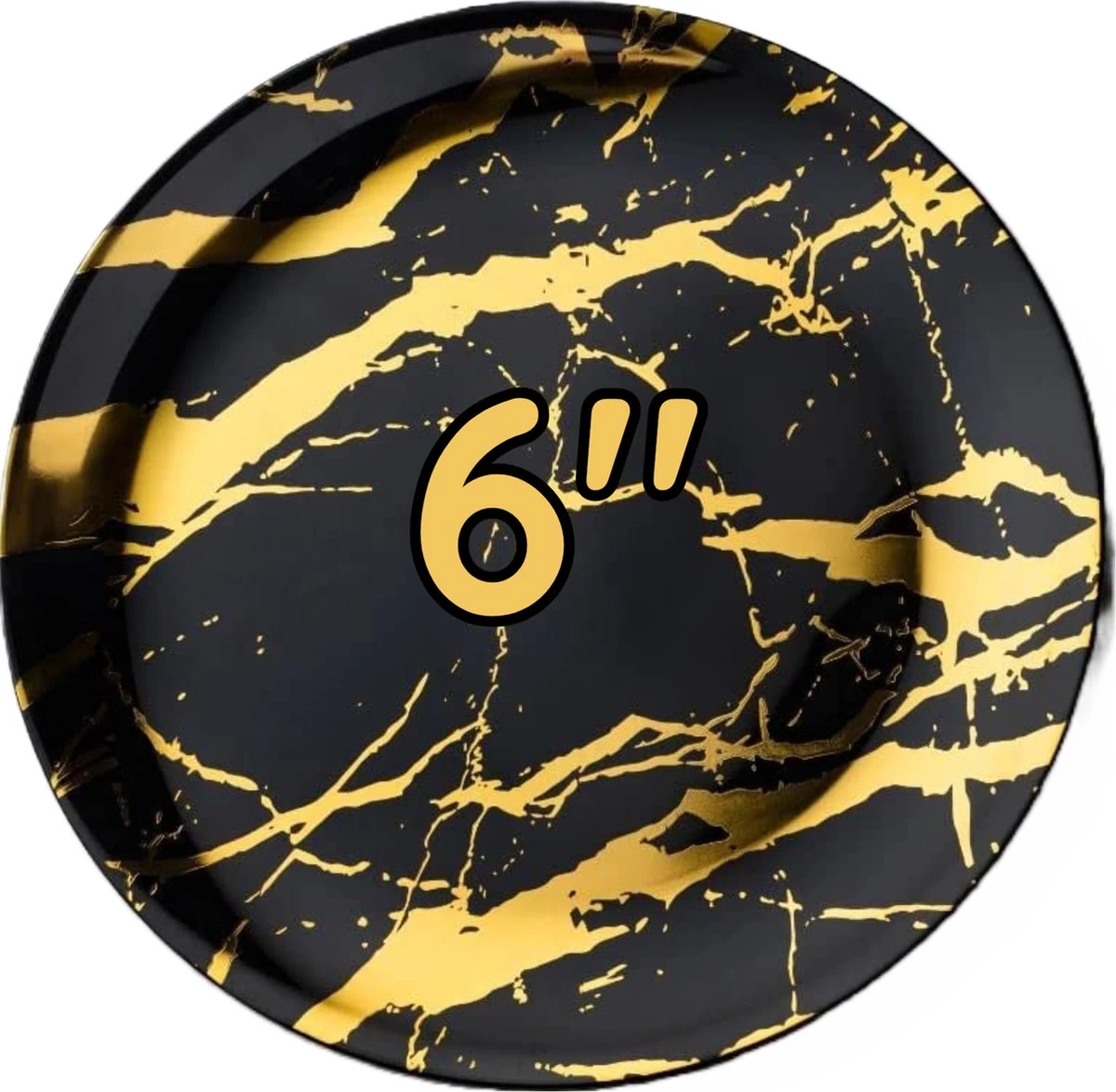 50 Marble Design Herbruikbare Feest Borden 6" - Goud En Zwart Premium Borden - Verjaardag, Feesten, Bbq Enz - Wegwerp Ronde Borden