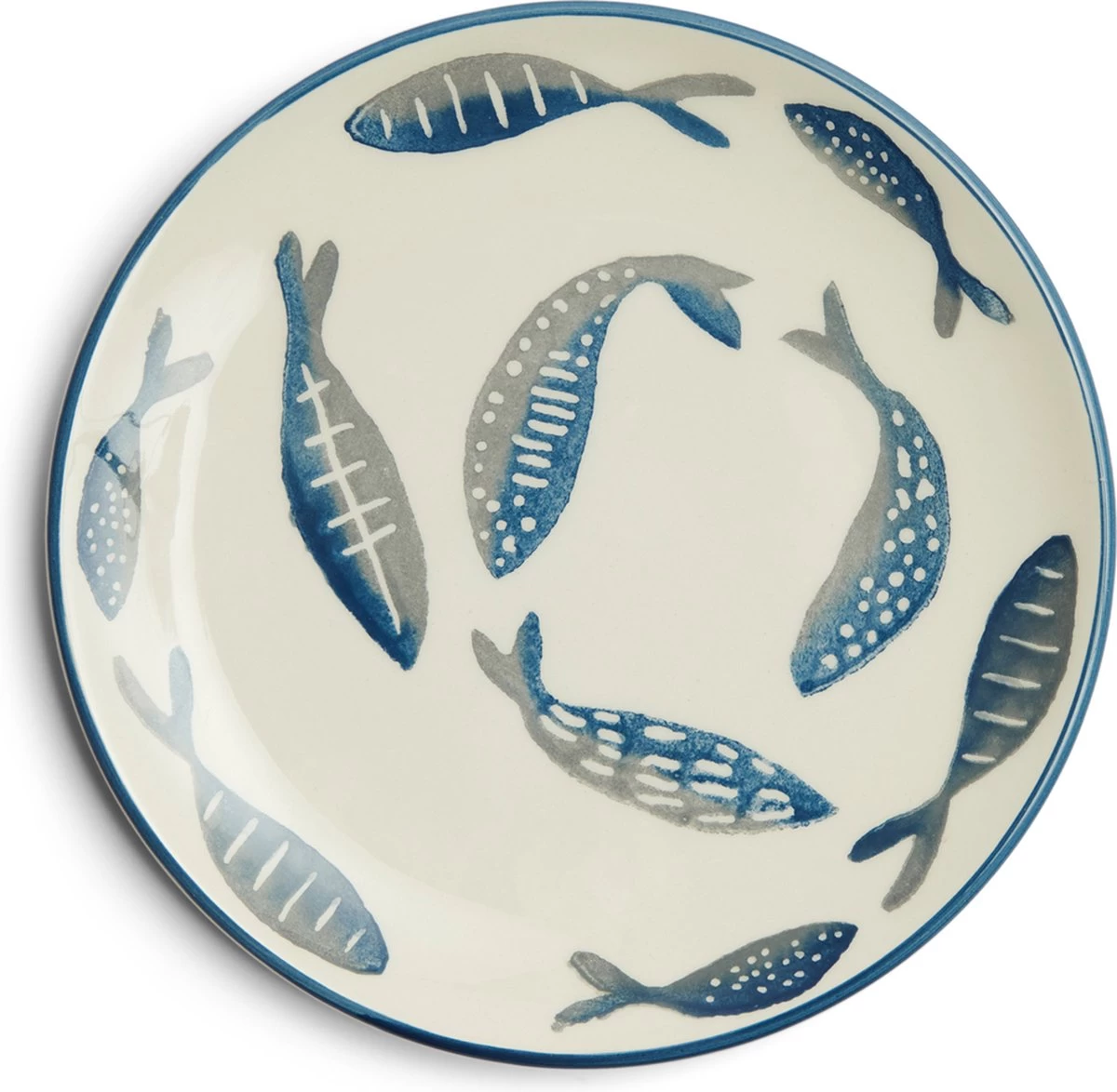 Riviera Maison Bord, Ontbijtbord, Servies, Tafeldecoratie Voor Eetkamer, Keuken - First Catch Breakfast Plate - Blauw - Keramiek - 1 Stuk