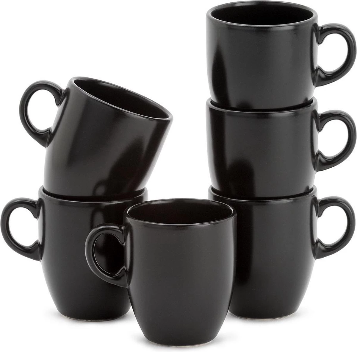 Lite-Body Hermes Koffie Beker - 20cl - Set Van 6 Stuks - Zwart Mat