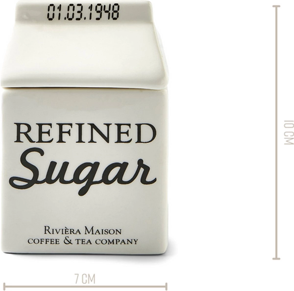 Riviera Maison Suikerpot, Voorraadpot - Carton Jar Sugar – Wit - (LxBxH) 7.6x7.6x10 Cm - Afbeelding 5
