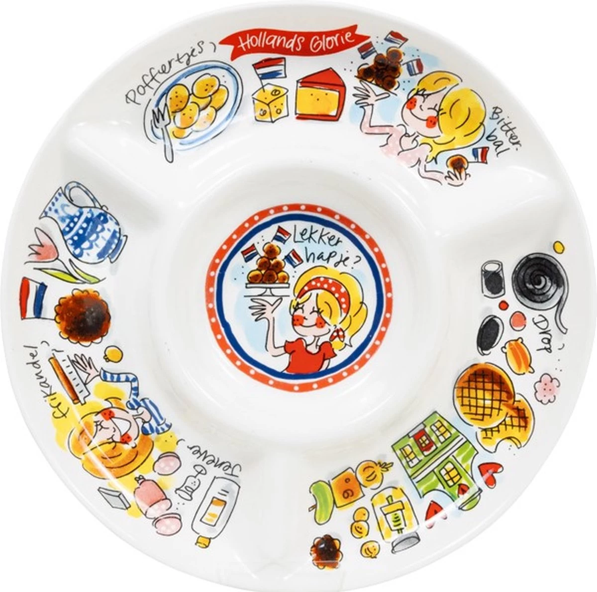 Serveerschaal - 23 Cm - Serveerschaal Met Vakjes - Hollandse Cadeautjes - Holland Souvenir - Typisch Nederlands