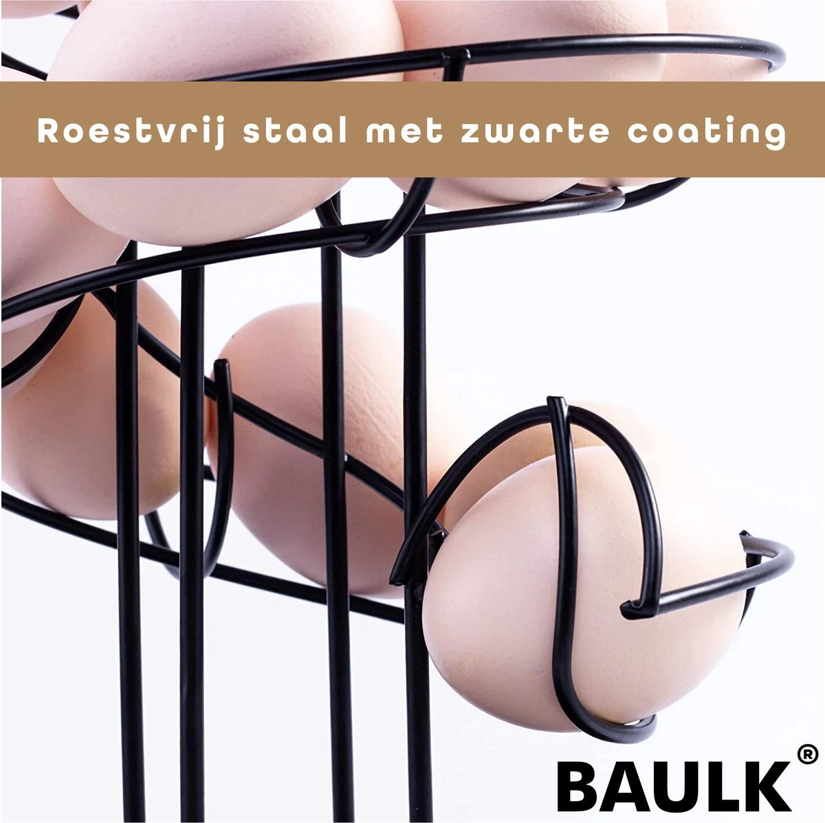 Eiermand – Eierrek – Eierhouder – Eieren – 360° - Zwart - Pasen - 39 Eieren - BAULK® - Afbeelding 5