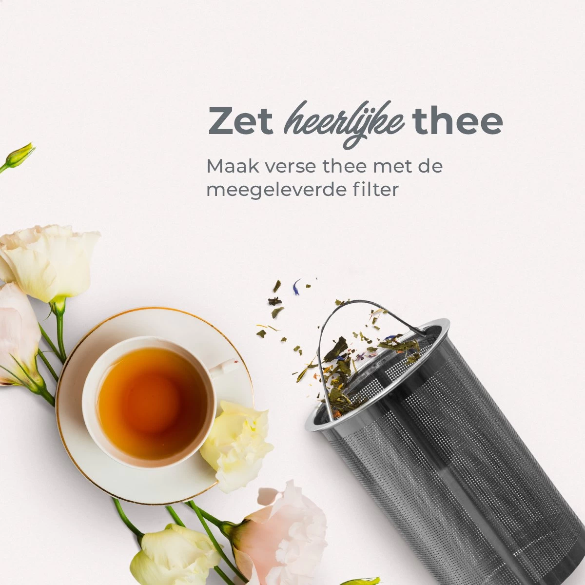 Vaja® Theepot Juliette Met Filter - Dubbelwandig -Theekan 1.0L - Glimmend Zwart - Afbeelding 2