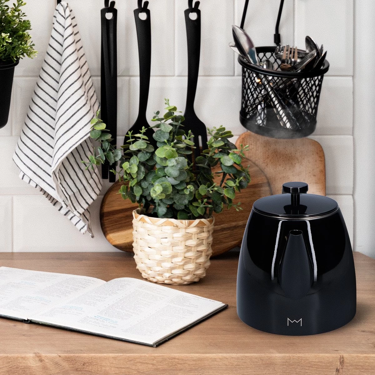 Vaja® Theepot Juliette Met Filter - Dubbelwandig -Theekan 1.0L - Glimmend Zwart - Afbeelding 7