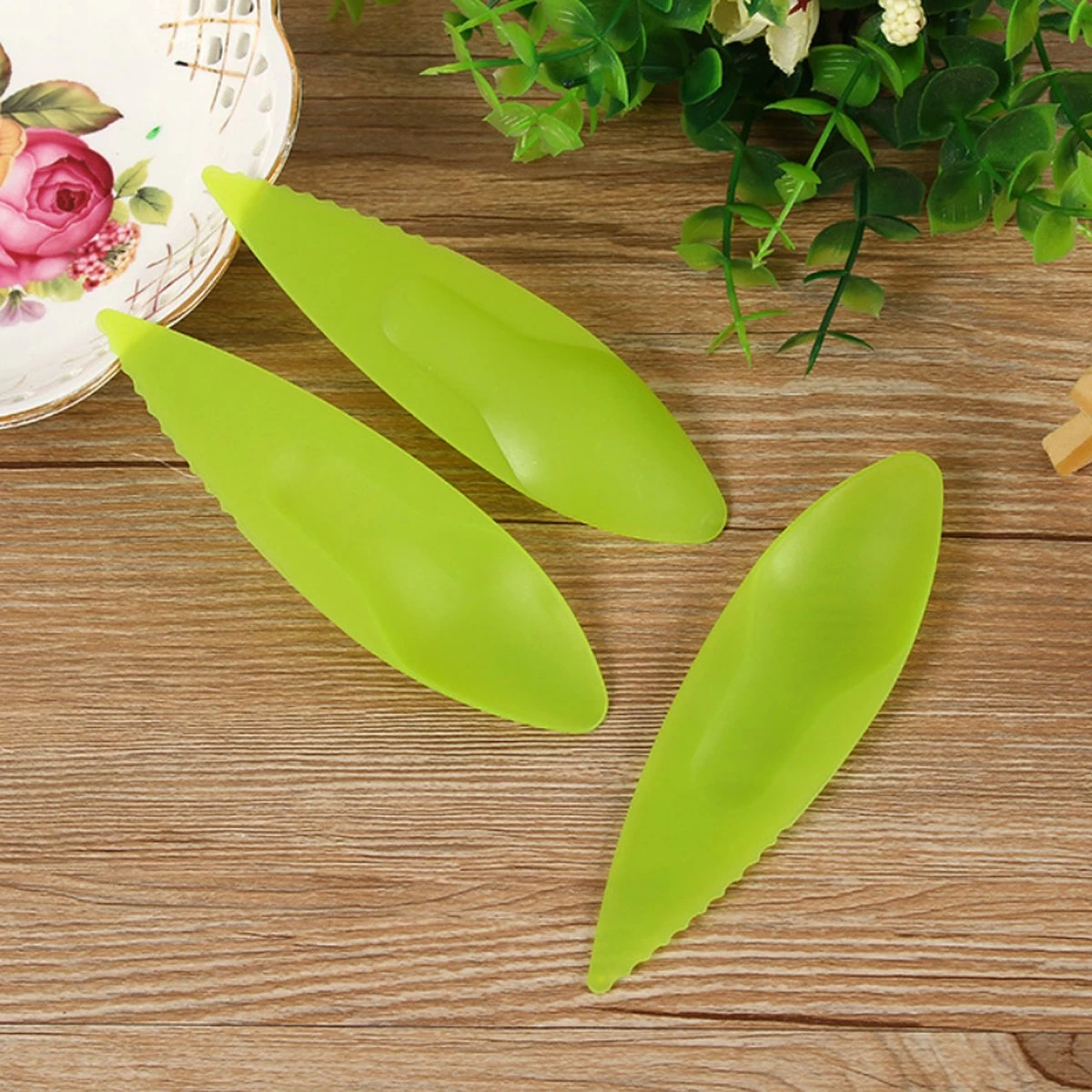 Merkloos Kiwi Lepel/Mes | Kunststof | 10,5cm | Ideaal Voor Kinderen | 3, 5 Of 8 Stuks Hoge Korting! - Afbeelding 4