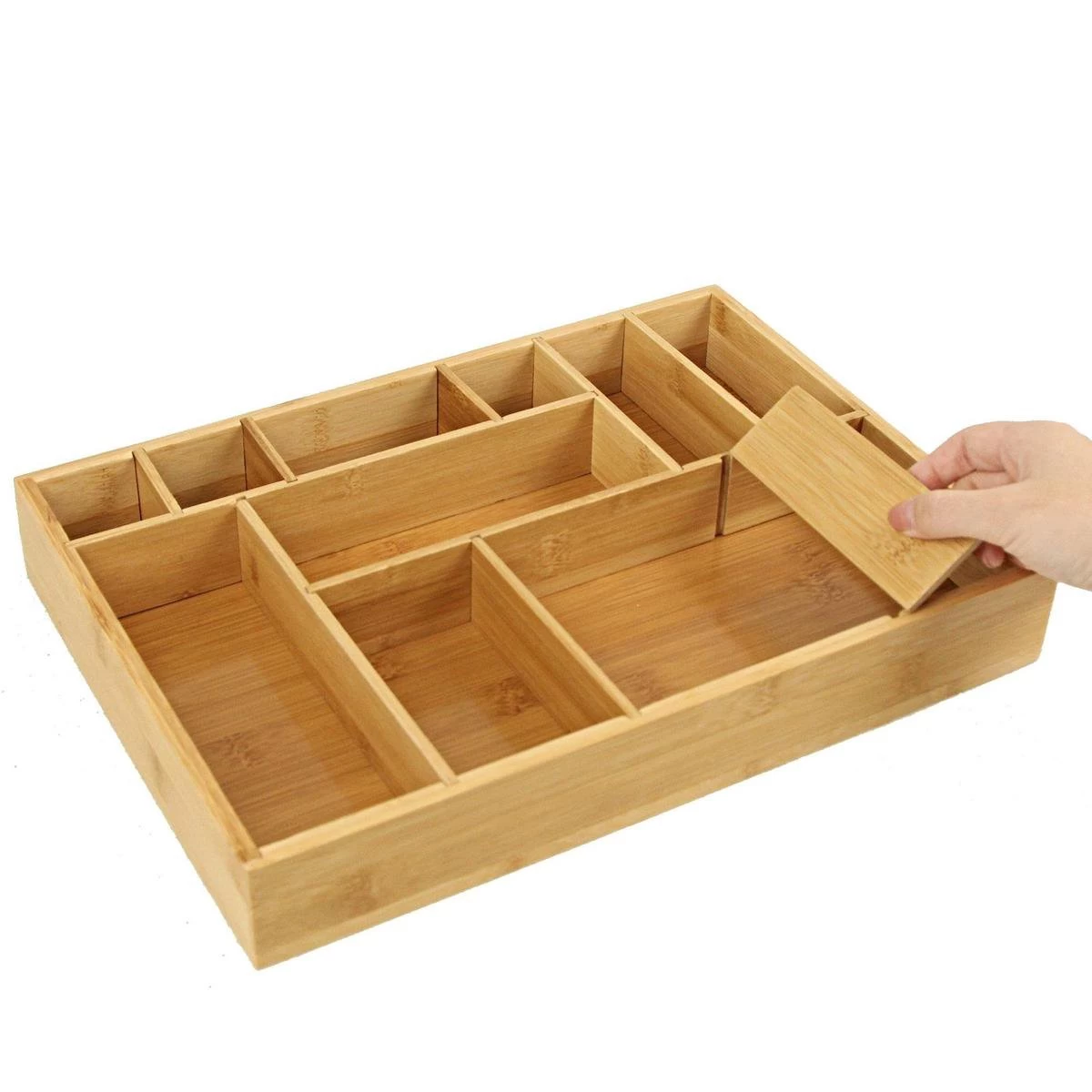 Merkloos Decopatent® Bestekbak - Lade Organizer - Besteklade - Bamboe - Hout - Bestek Bak Organizer Houder Voor Keukenla - Bestekcassette - Afbeelding 2