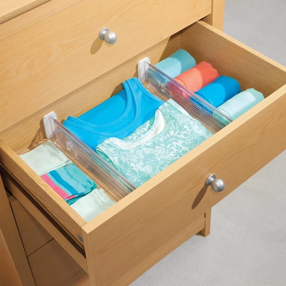 IDesign Ladeverdeler Uitschuifbaar 2 Stuks Transparant - Transparant - Klaar Voor Gebruik, Verstelbaar, Uitschuifbaar - Afbeelding 5