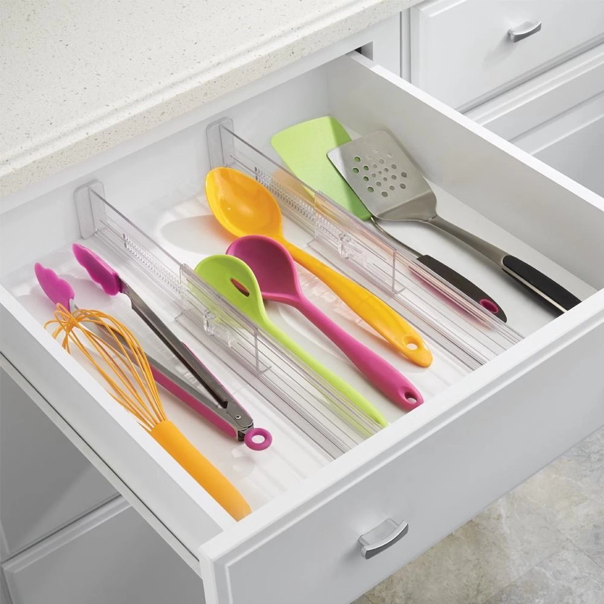 IDesign Ladeverdeler Uitschuifbaar 2 Stuks Transparant - Transparant - Klaar Voor Gebruik, Verstelbaar, Uitschuifbaar - Afbeelding 6