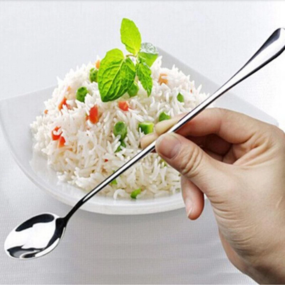 Latte Machiato Lepels – RVS Lange Yoghurt, Dessert Of Koffie Lepeltjes – KELERINO. - Set Van 12 Stuks - Afbeelding 2