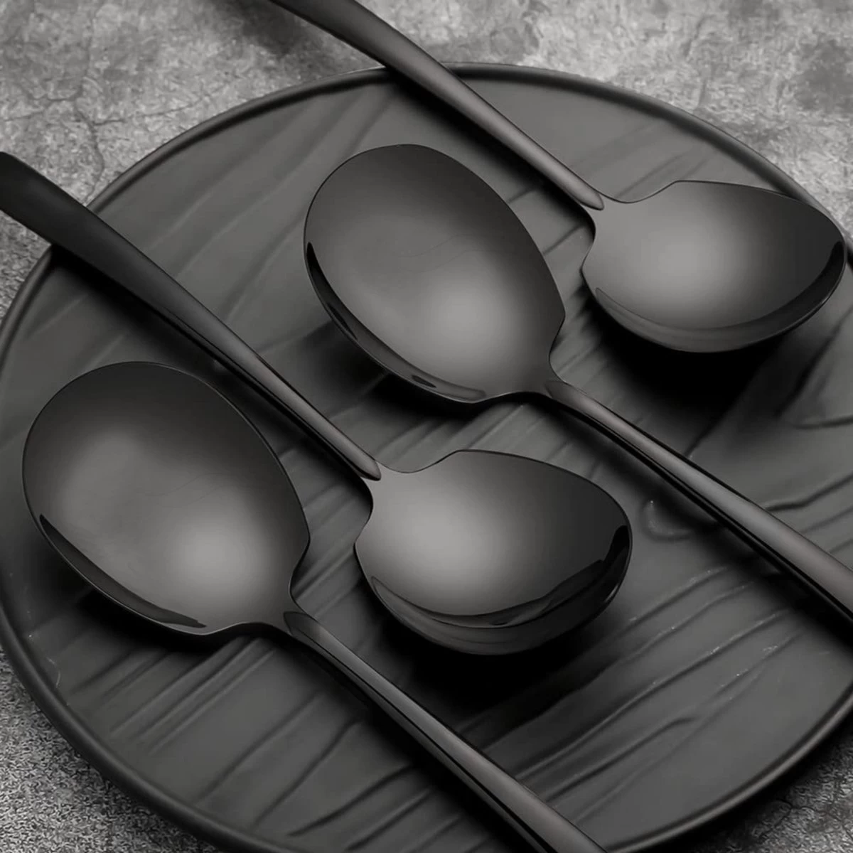 House Of Husk® Opscheplepel Set - Zwart - Serveerlepel - Groetelepel - Aardappellepel - 21cm - RVS - 4 Stuks - Afbeelding 4
