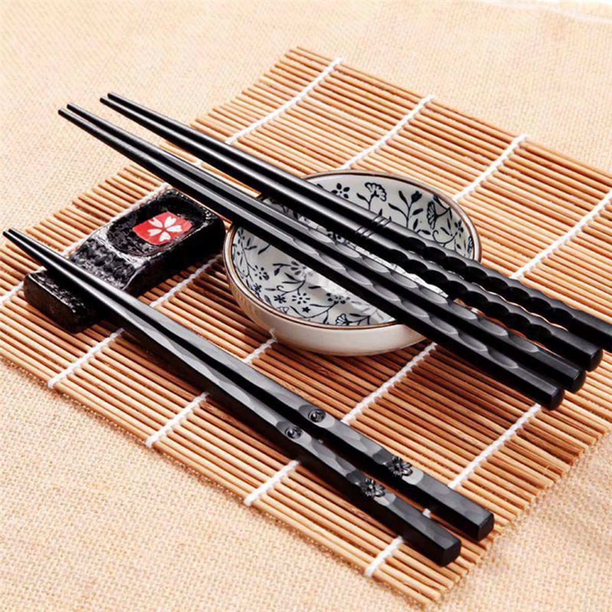 KELERINO. Chopsticks Set (2 Stokjes) - Eetstokjes Sushi - Bloemen - Afbeelding 3