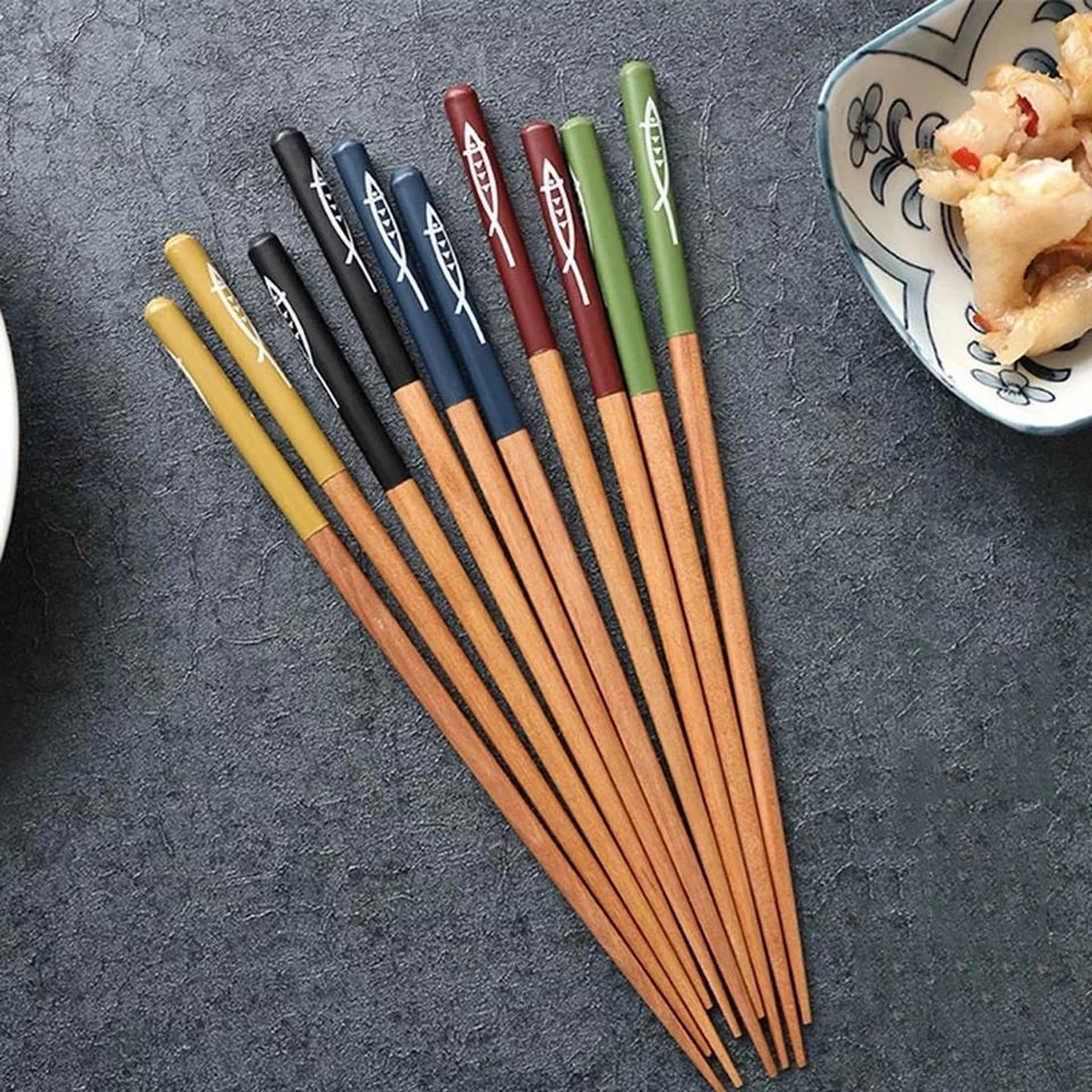 Chopsticks - Hout - 5 Paar - 22,5 Cm - Japanse Stijl - Sushi Giftset - Afbeelding 5