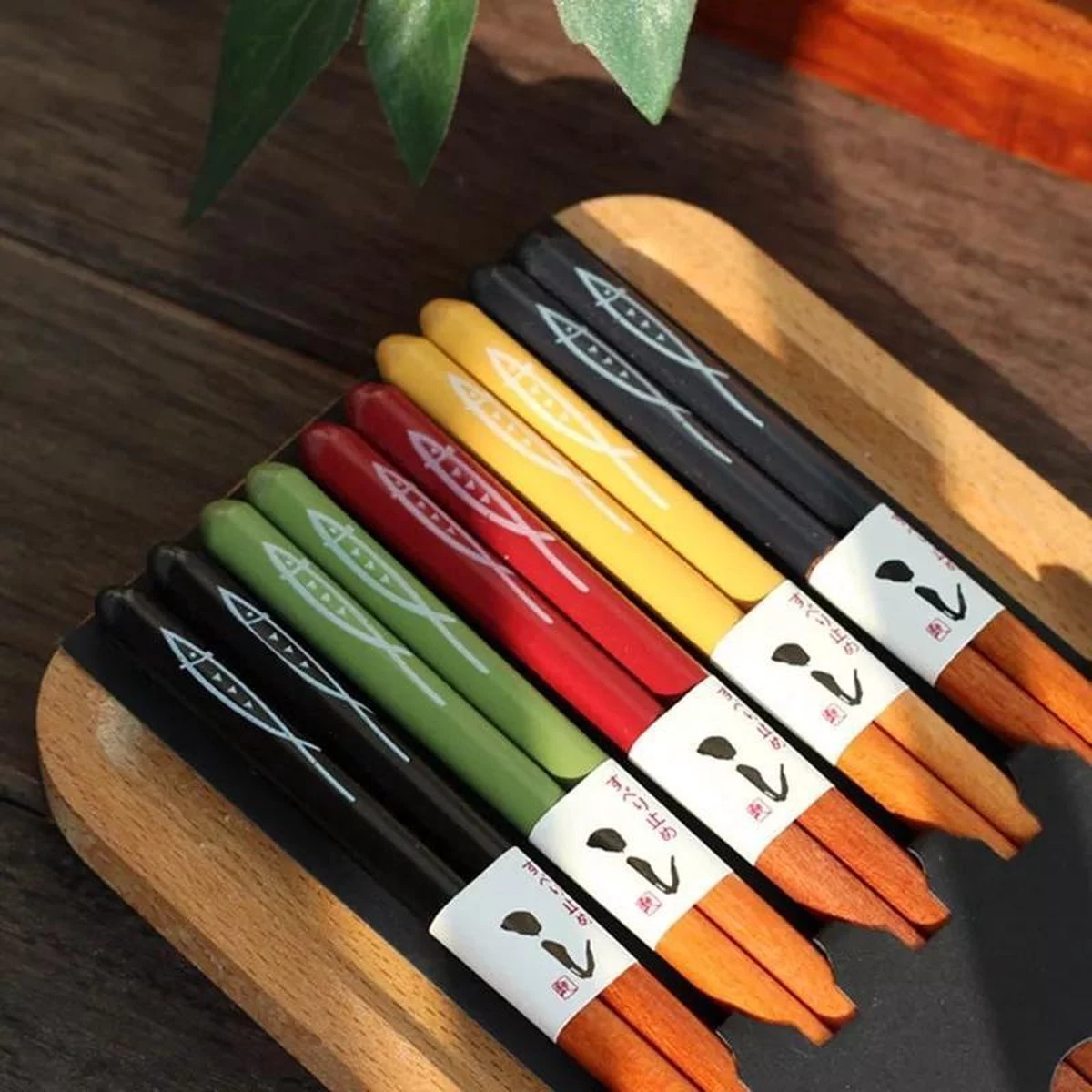 Chopsticks - Hout - 5 Paar - 22,5 Cm - Japanse Stijl - Sushi Giftset - Afbeelding 7