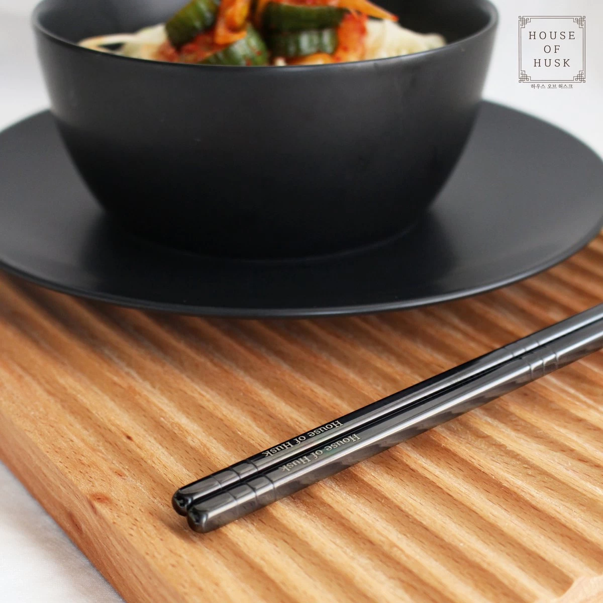 House Of Husk Chopsticks Set - Koreaanse Eetstokjes - Vaatwasserbestendig - RVS - 5 Paar - Zwart - Afbeelding 5