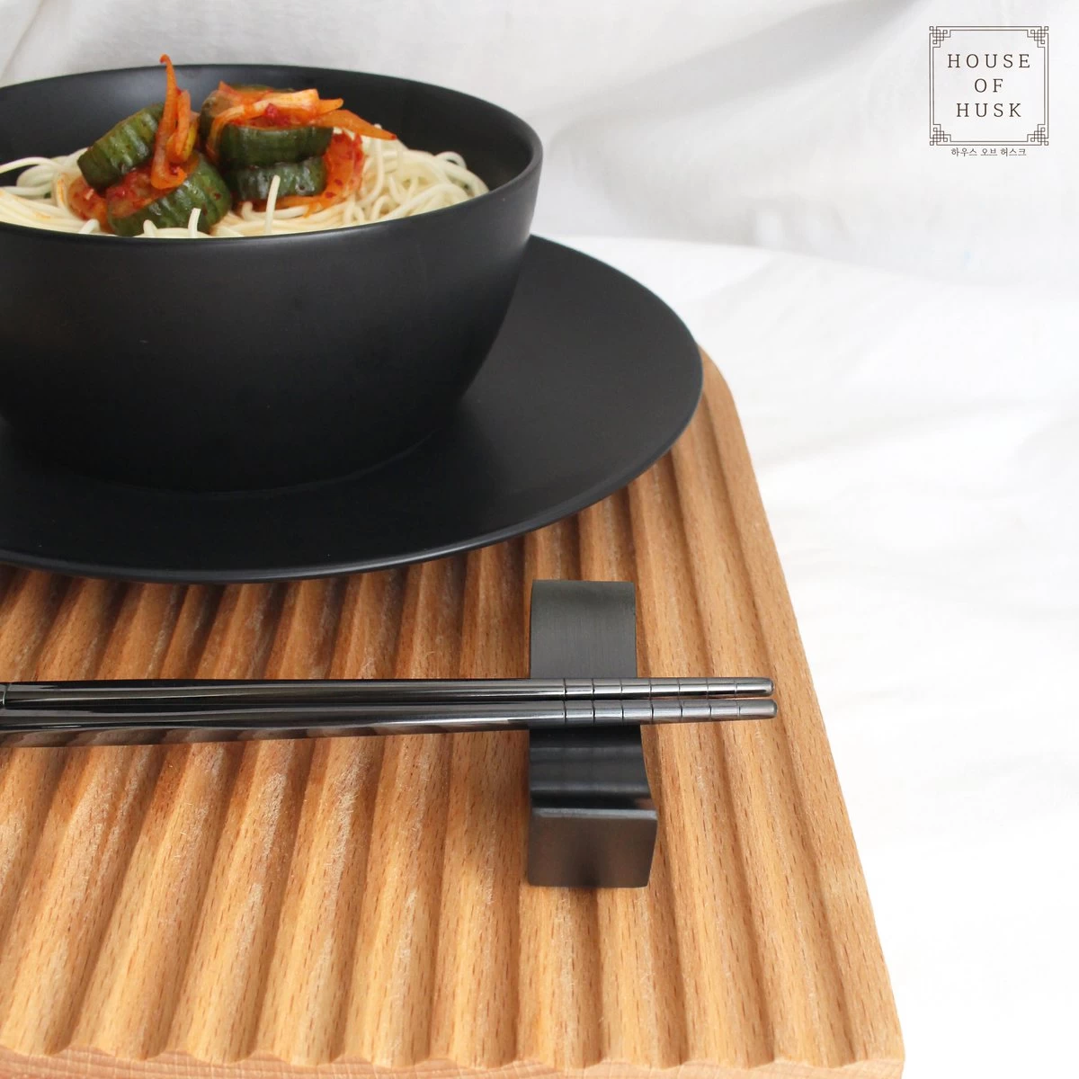 House Of Husk Chopsticks Set - Koreaanse Eetstokjes - Vaatwasserbestendig - RVS - 5 Paar - Zwart - Afbeelding 6