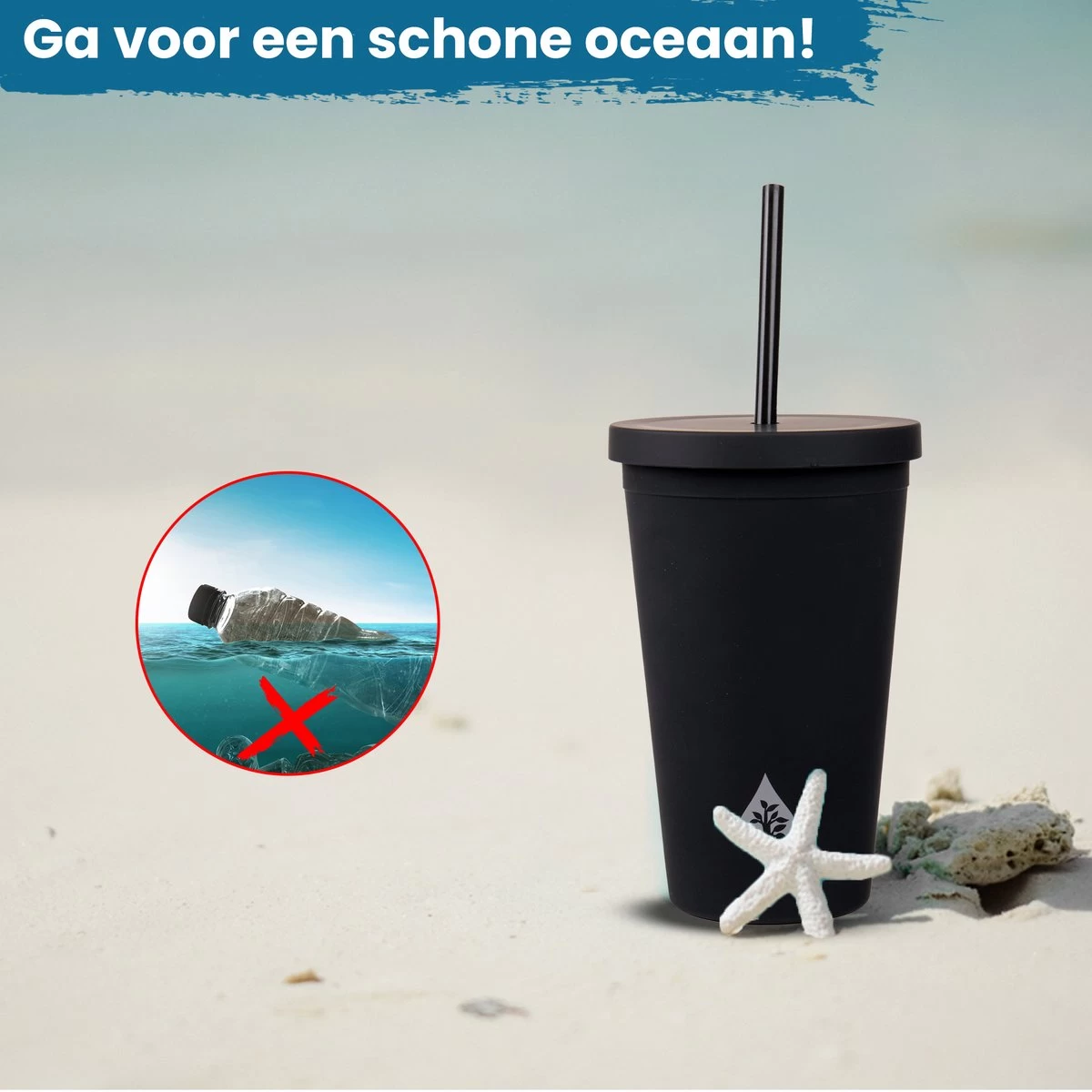 Beker Met Rietje En Deksel Starbucks Milkshake Beker Voor Take Away – Herbruikbare Plastic Drinkbeker Zwart 500ml - VANN - Afbeelding 5