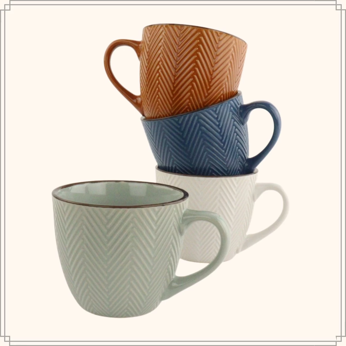 OTIX Koffiekopjes - Met Oor - Set Van 4 - Verschillende Kleuren - Aardewerk - 250 Ml - Afbeelding 8