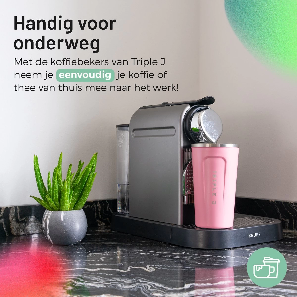Triple J® Koffiebeker To Go - Thermosbeker - BPA & Lekvrij - 510ml - Roze - Afbeelding 6