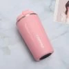Koffiebeker To Go | Lekvrije Thermosbeker | Thermosfles | RVS Reisbeker | Dubbelwandige Travel Mug | 350 Ml | Roze
