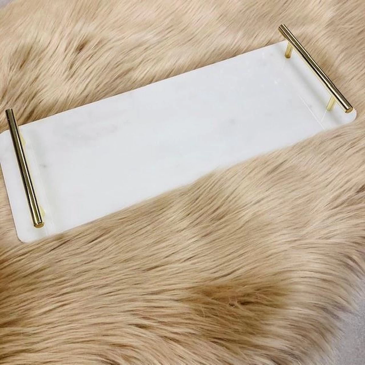 Cosy&Trendy Marmeren Dienblad Met Gouden Handvaten - 40 X 14 Cm - Afbeelding 5
