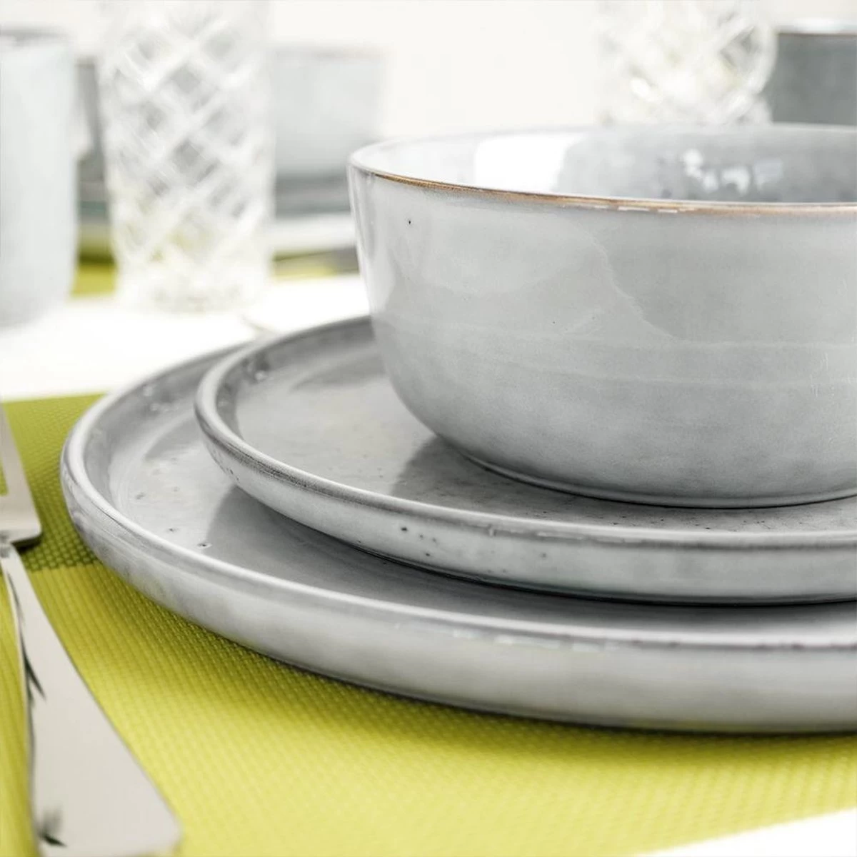 Excellent Serviesset - Servies - 16 Stuks - Aardewerk - Grijs - Afbeelding 3