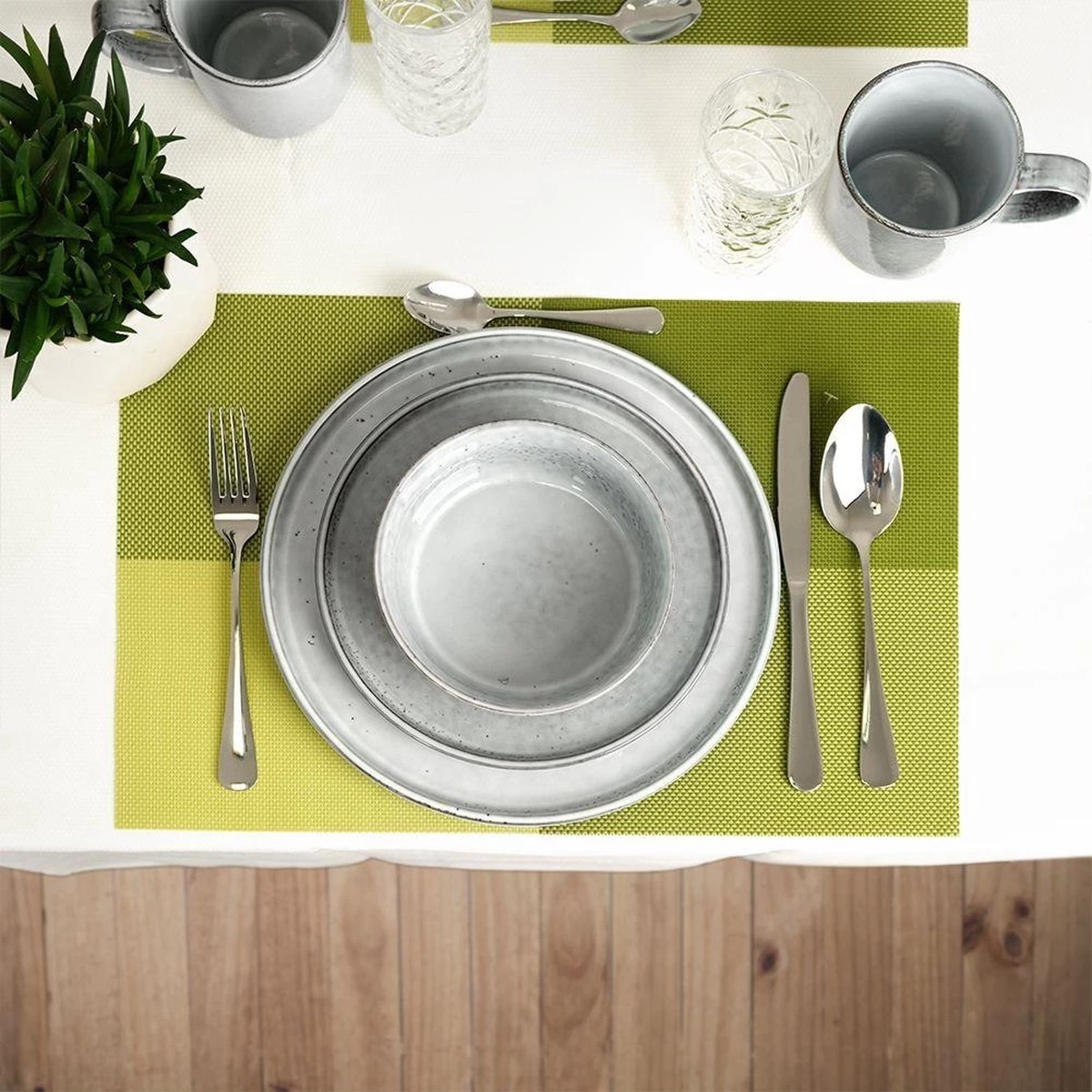 Excellent Serviesset - Servies - 16 Stuks - Aardewerk - Grijs - Afbeelding 9