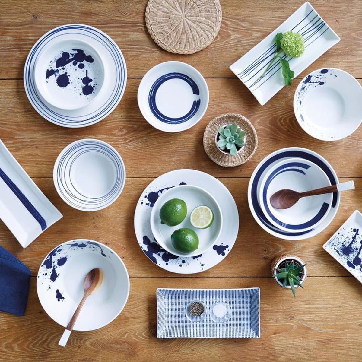 Royal Doulton Pacific - Gebaksbordjes Set - Porselein - Wit / Blauw - ⌀ 16 Cm - 6 Stuks - Afbeelding 4