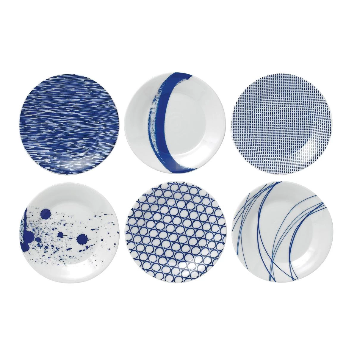 Royal Doulton Pacific - Gebaksbordjes Set - Porselein - Wit / Blauw - ⌀ 16 Cm - 6 Stuks - Afbeelding 6