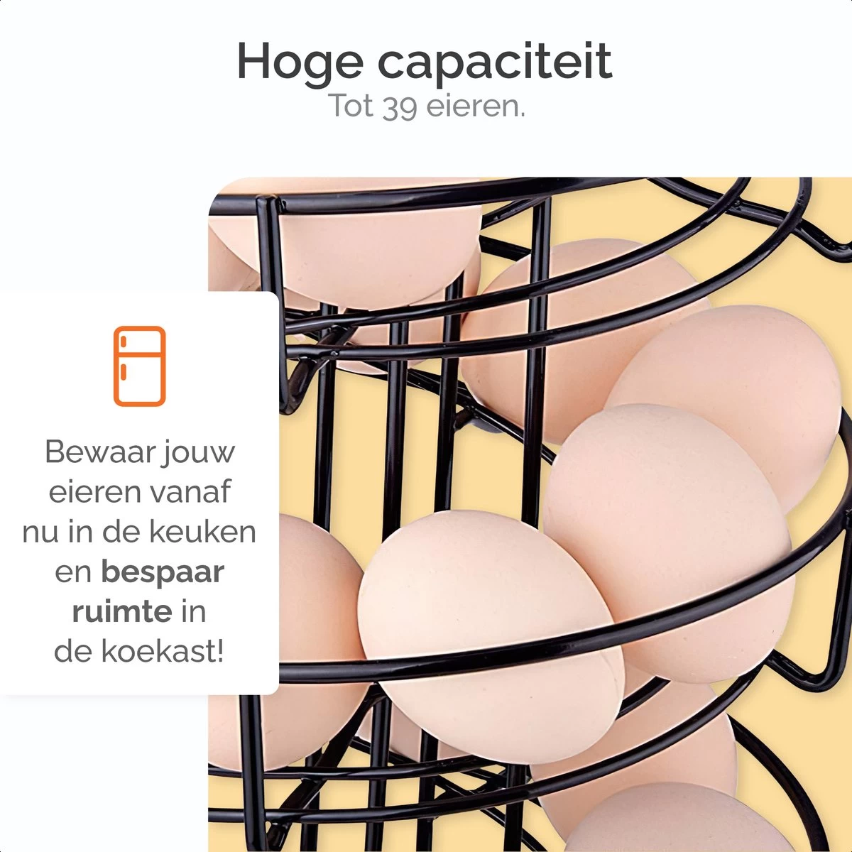 Goliving Eierrek - Eierhouder - Eiermand - Eieren Bewaren - Draaibaar - Ruimtebesparend - RVS - Zwart - Afbeelding 3