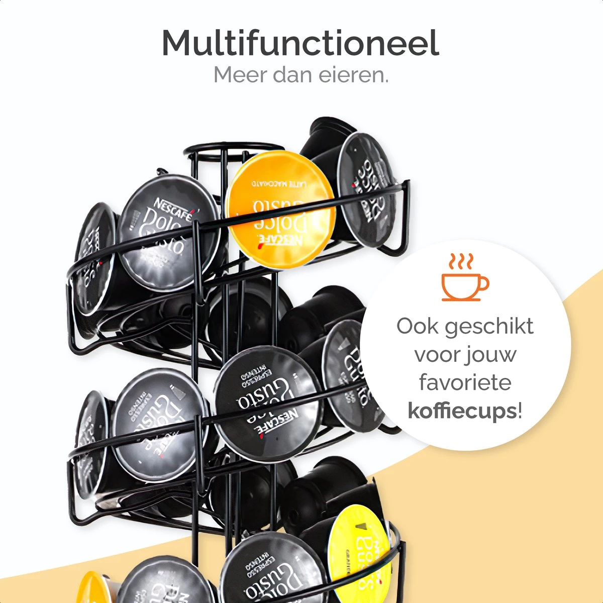 Goliving Eierrek - Eierhouder - Eiermand - Eieren Bewaren - Draaibaar - Ruimtebesparend - RVS - Zwart - Afbeelding 4