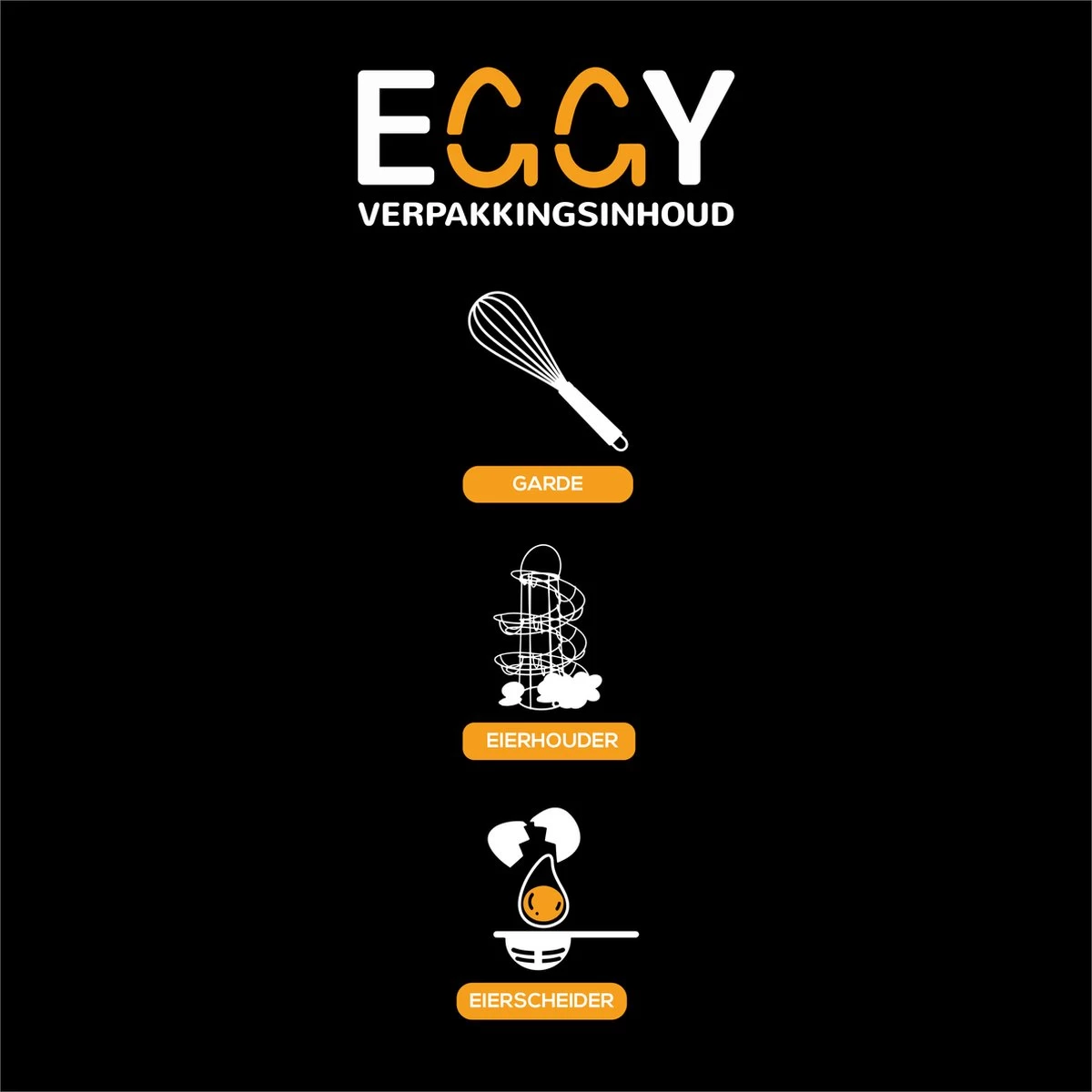 EGGY - Eierhouder - Eierrek Metaal Zwart - Eierrekje - Eierdoos - Eiermand - Eierschaal - Eieren Bewaren Incl. Garde En Eierscheider - Afbeelding 2