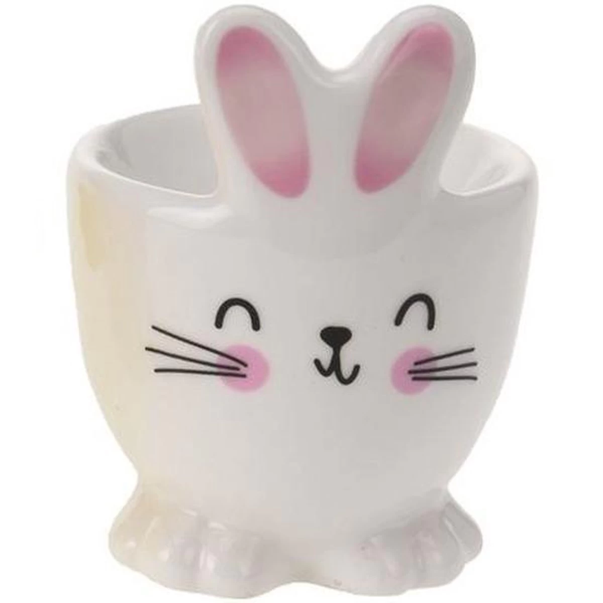 Merkloos 4x Witte Paashaas En Gele Kuiken Eierdopjes 7 Cm - Paasdecoratie/Paasontbijt - Afbeelding 3