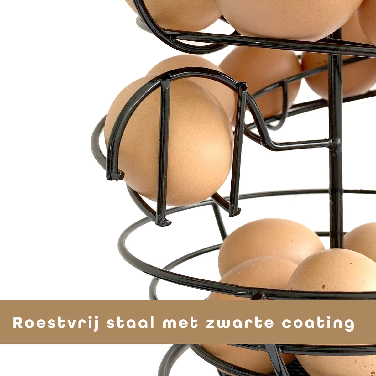 Eiermand – Eierrek – Eierhouder – Eieren – Zwart - Pasen - Tot 40 Eieren - 360° - BAULK® - Afbeelding 3